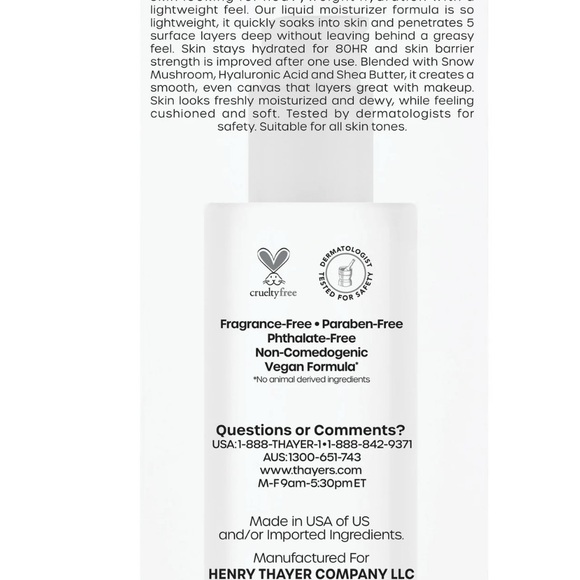 Thayers Soak It Up 80 Hr Liquid Moisturizer Normal To Dry Skin 2.5 oz X 3 PACK - Picture 9 of 10